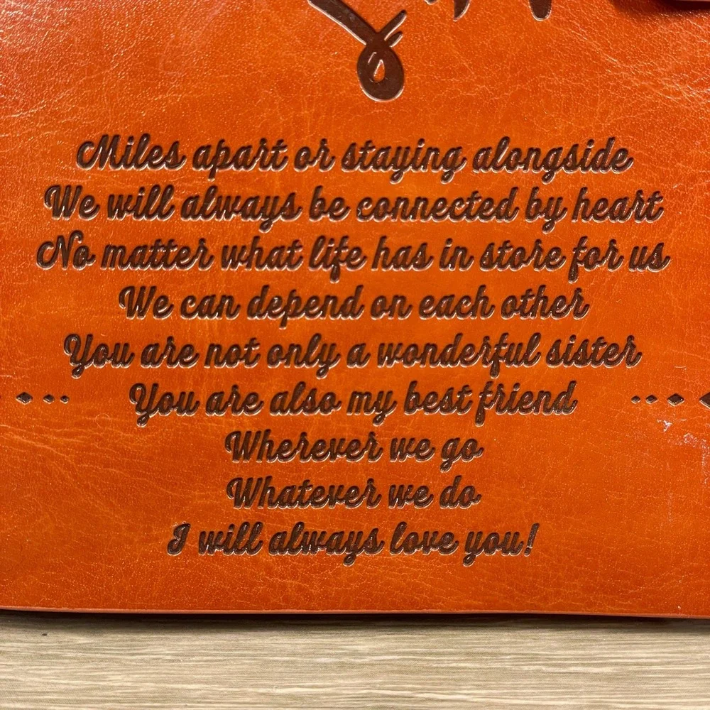 Unbranded To My Sister Engraved Leather Journal Cognac Brown Refillable Travel
